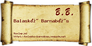 Balaskó Barnabás névjegykártya